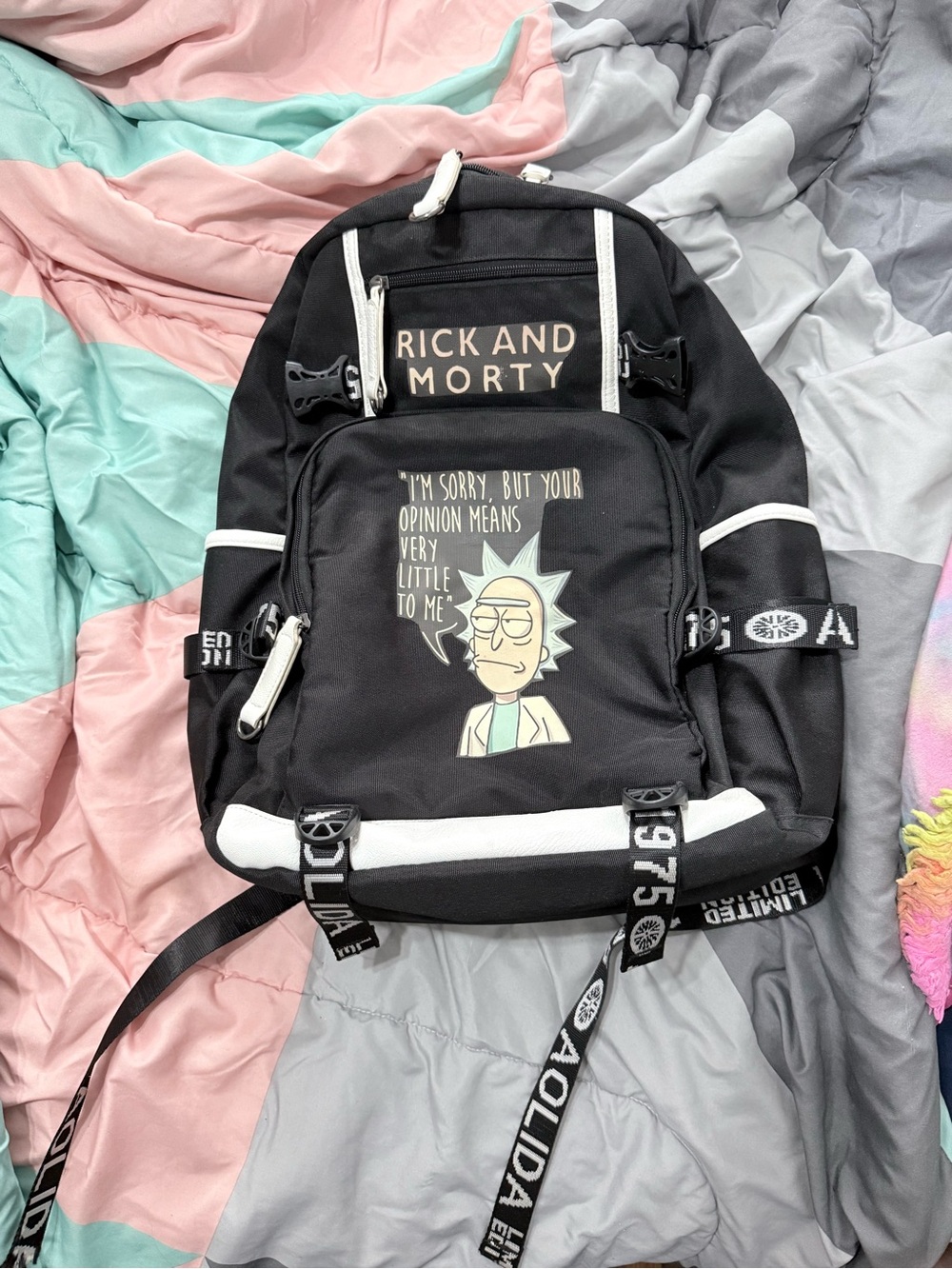 Black Graphic Backpack